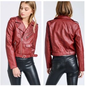 Burgundy (Wine) Vegan Leather Jacket